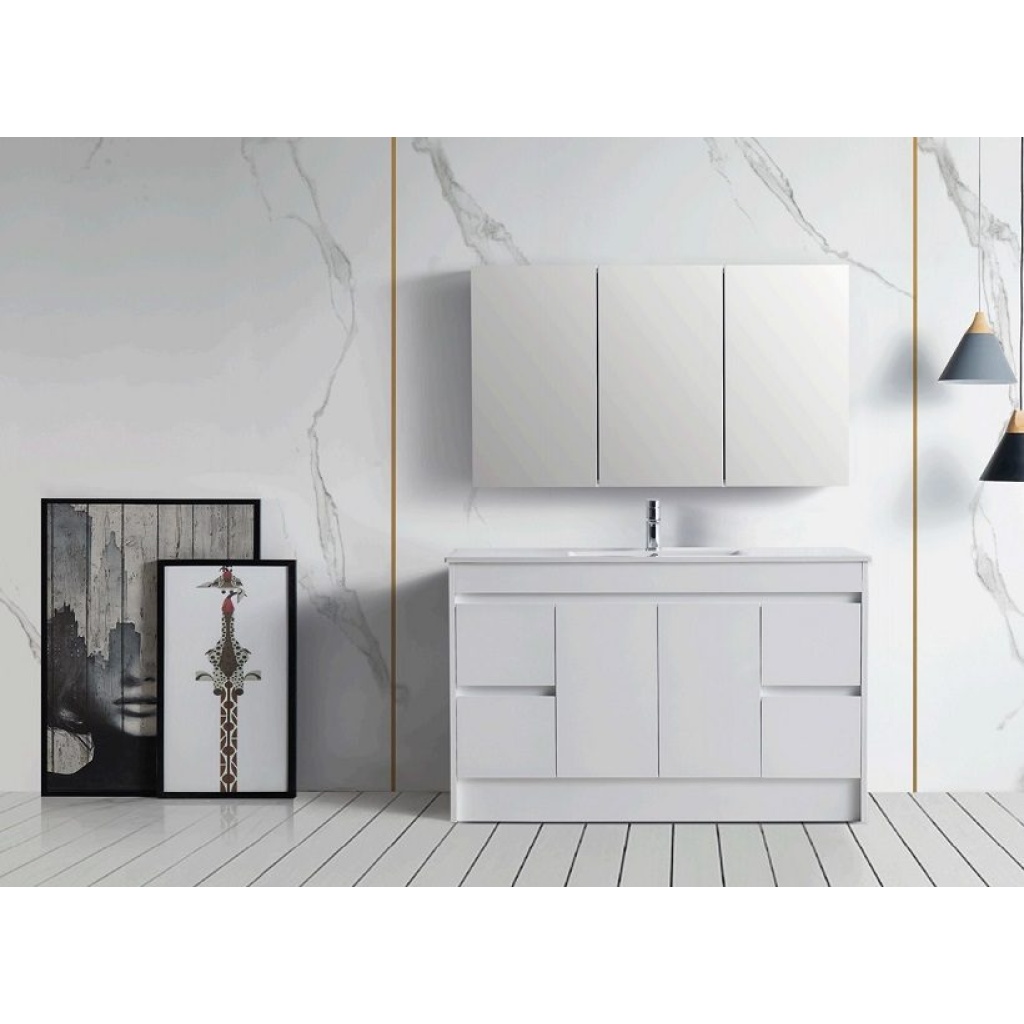 1500mm Vanity PVC Finger Pull White Bathrooms On A Budget