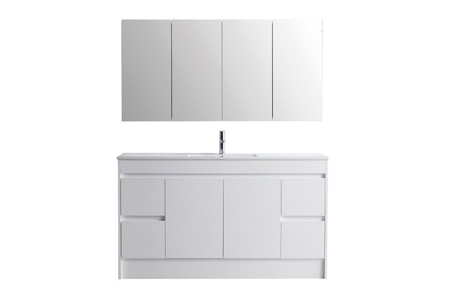 1500mm Vanity PVC Finger Pull White Bathrooms On A Budget